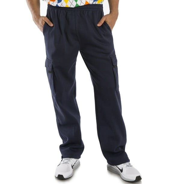 JuJuTa Men Plus Size Solid Open Bottom Trousers Multi-Pocket Outside Loose Pants 